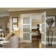 Modern White Color Decorative Glass Door , Low Price Double French Doors